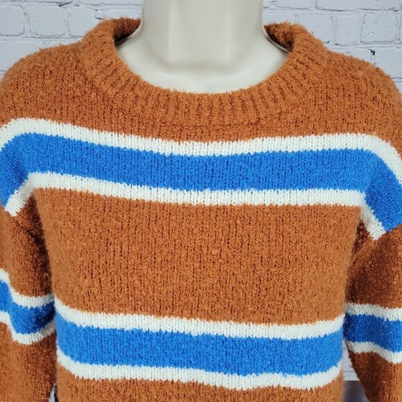 NWT All The Ways Orange Blue Striped Long Sleeve Pullover Sweater Small S - Picture 5 of 12